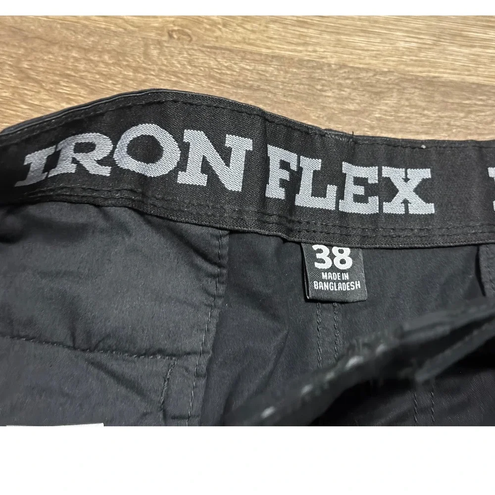 Iron Flex Mens Black Cargo Shorts Sz 38 Multi Pocket Tactical Utility Summer‎ A6